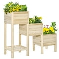 thumbnail image 2 of Outsunny 49'' x 18'' x 43'' 3-Tier Raised Garden Bed w/ Storage Shelf, Wood Raised Garden Boxes, Freestanding Wooden Plant Stand, 2 of 9