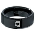 thumbnail image 2 of Tungsten Arizona The Grand Canyon State Heart Band Ring 8mm Men Women Comfort Fit Black Beveled Edge Polished, 2 of 4