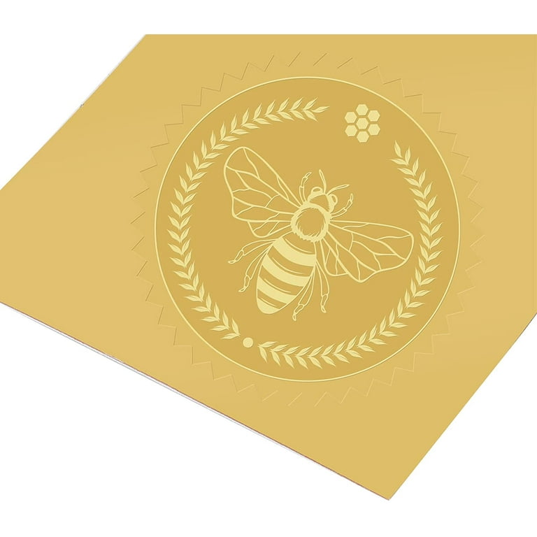 Gold Foil Certificate Seals Gold Bee Stickers for Envelopes 100pcs Self  Adhesive Embossed Stickers for Invitations Certification Graduation Notary
