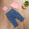 thumbnail image 3 of MesaSe 2Pcs Baby Girls Summer Clothes Set Ribbed Knit Cropped Camisole Ripped Jeans, 3 of 7
