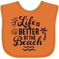 thumbnail image 3 of Inktastic Life is Better at the Beach with Sunshine Seashell and Palm Trees Boys or Girls Baby Bib, 3 of 4