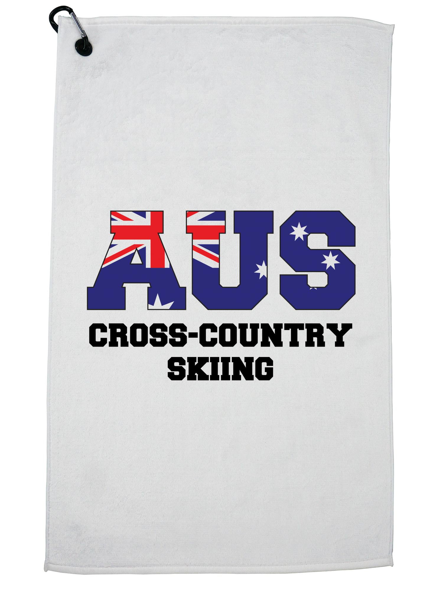 Australia Cross Country Skiing Winter Olympic Korea Golf Towel with Carabiner Clip by Hollywood Thread