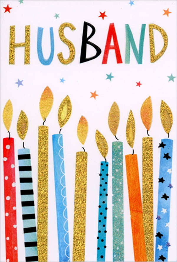 Pictura 10 Brightly Patterned and Foil Accented Candles Birthday Card for Husband