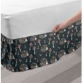 thumbnail image 2 of Hedgehog Bed Skirt, Forest Animal in Floral Pattern with Mushrooms Childish Cartoon, Elastic Bedskirt Dust Ruffle Wrap Around for Bedding Decor, 4 Sizes, Charcoal Grey Coral and Ecru, by Ambesonne, 2 of 2