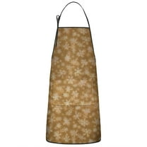 Golden Christmas Snowflake Pattern Apron-Garden Aprons for Women with Pockets-Cotton Linen Waterproof Kitchen Cooking Gardening Aprons Adjustable for Kitchen,Cooking,BBQ and Salon 33"x27"