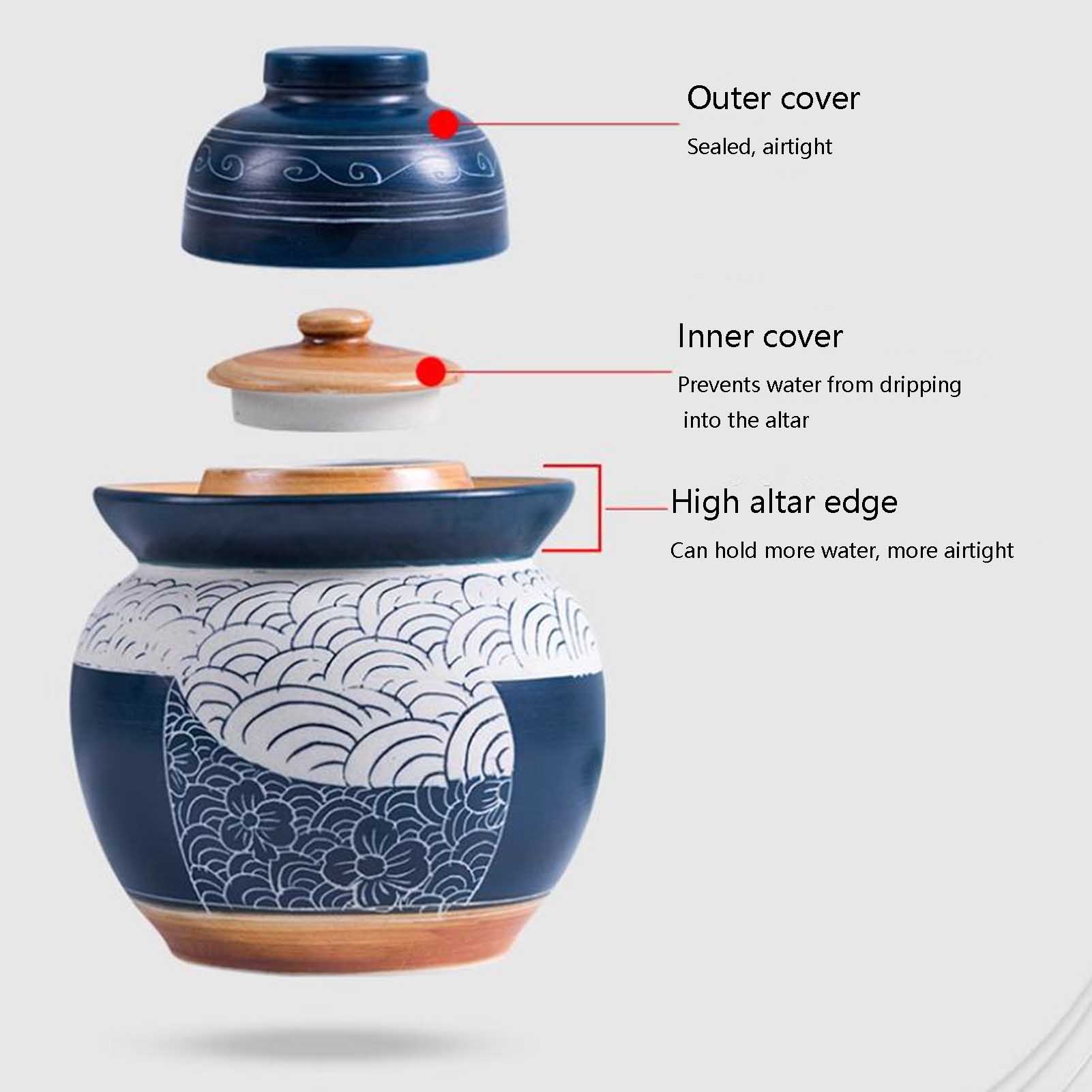 Ceramic Kimchi Jar, Chinese Ceramic Jam Jelly, Coffee Can Set for Food Kimchi Container