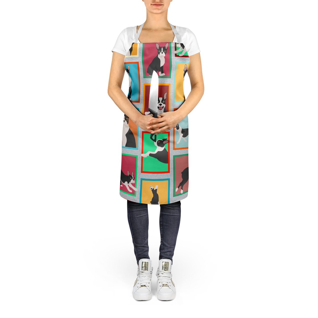 Lots of Boston Terrier Apron 27 in x 30 in