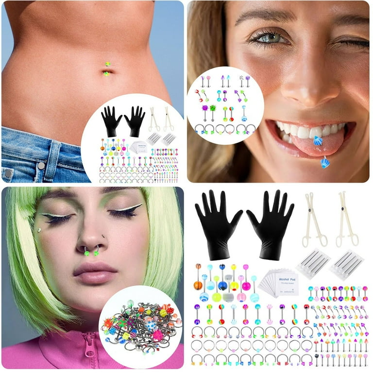 WEIXF Acrylic Lip Nail Navel Nail Nose Ring Piercing Jewelry Set