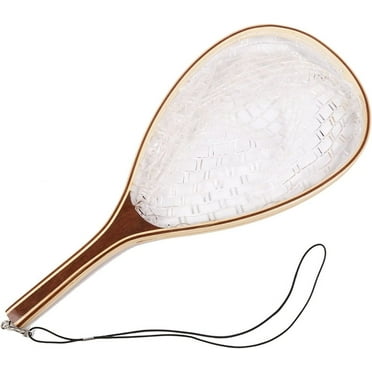 Fly Fishing Net, Trout Net, Wooden Frame Fly Fishing Landing Net with Soft Rubber Mesh for Catch and Release, Lightweight Fish Net for Trout Bass, Fly Fishing Gear for Stream Fishing