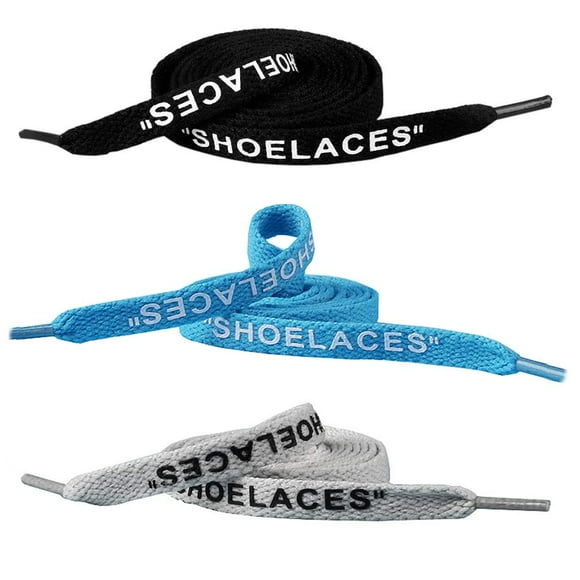 Daimay 3 Paires de Lacets Imprimés Texte Lacets Plats de Remplacement pour Espadrilles Lacets Interchangeables – 1.2M - Noir Gris Bleu