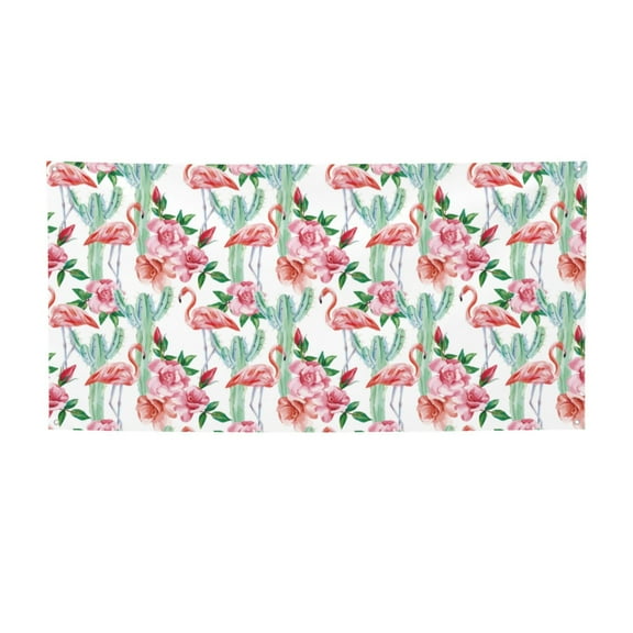 Picia Flamingo Flower Pattern Party Banner, Festive Decoration, Holiday Banner, Celebration Decor, Event Banner, Reusable Party Banner-Small