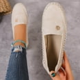thumbnail image 2 of Womens Beige Slip On Loafers Comfortable Flats for Walking, Casual Shoes with Floral Accent,Size 40, 2 of 9