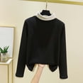 thumbnail image 6 of Craaazy Women's Fashion Solid Color Long Sleeve Shirts Stand-up Collar Blouses Leisure Thermal Tops Gifts, 6 of 6