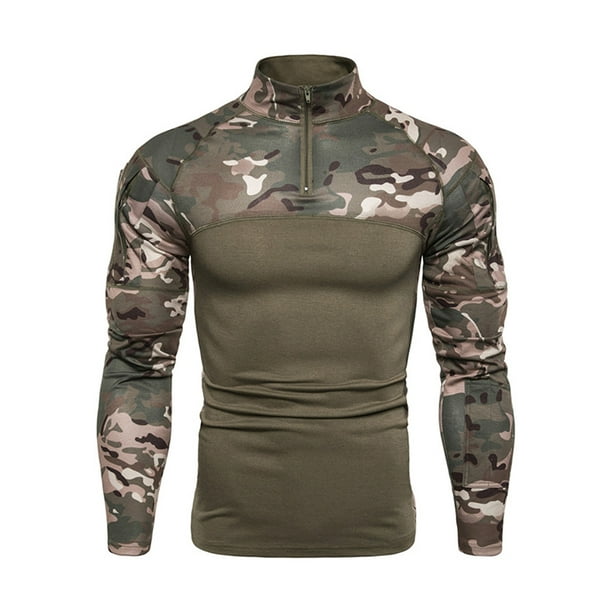 KGPopular Men's Camo Military Tshirt Tactical Muscle Long Sleeve Army