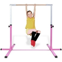 Costway Adjustable Steel Horizontal Training Bar Gymnastics Junior Home Practice Pink