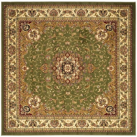 SAFAVIEH Lyndhurst Gabriella Traditional Bordered Area Rug, Sage/Ivory, 8' x 8' Square