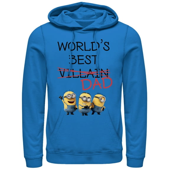 Men's Despicable Me Minions World's Best Villain Dad  Pull Over Hoodie Royal Blue 2X Large
