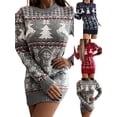 thumbnail image 3 of Gvmfive Women Long Sleeve Print Sweater Jumper Dress Christmas Xmas Party Evening Mini Dresses, 3 of 4