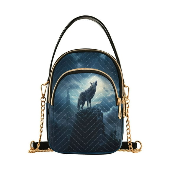 ALAZA Chain Crossbody Bags for Women Wolf on Mountain Shoulder Handbag Phone Purse