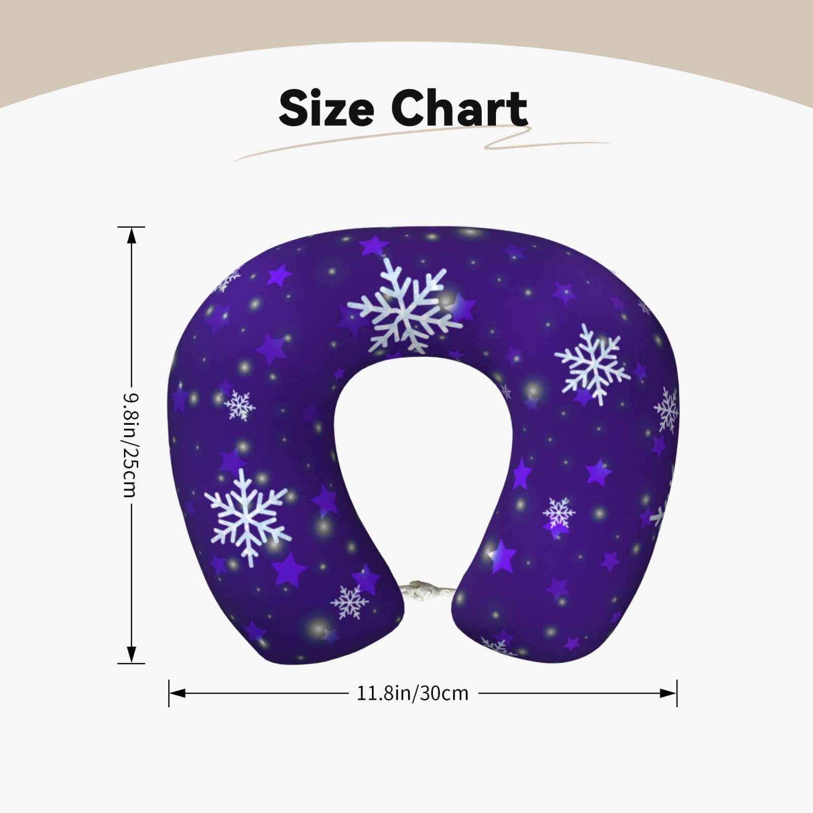 Xecao Dark Purple Snowflakes Print Memory Foam Cervical Neck Pillow Versatile U-Shaped Pillows for Home,Office,Camping,Travelling,Soft Washable Cover