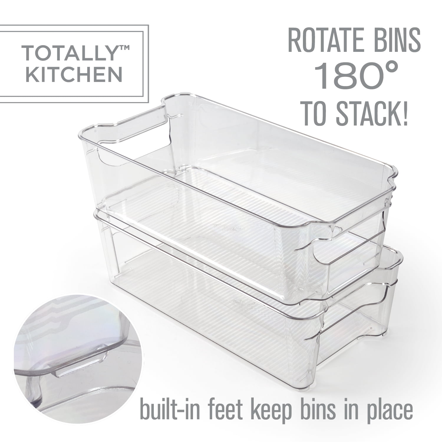 Clear Refrigerator Organizer Bins - 2 Pack Medium Sized (6 x 12.4) Clear  Bins for Fridge with Liners, Containers for Fridge and Freezer
