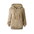 thumbnail image 5 of Lava Women's Fuzzy Hoodies Sport Pullover Hoodie Athletic Cozy Oversized Pockets Hooded Sweatshirt Fleece Hoodies Cream 2XL, 5 of 9