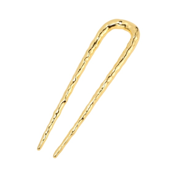 Unique Bargains 1 Pc Hair Pin U-shaped Texture Hair Hairpin for Women Gold Tone
