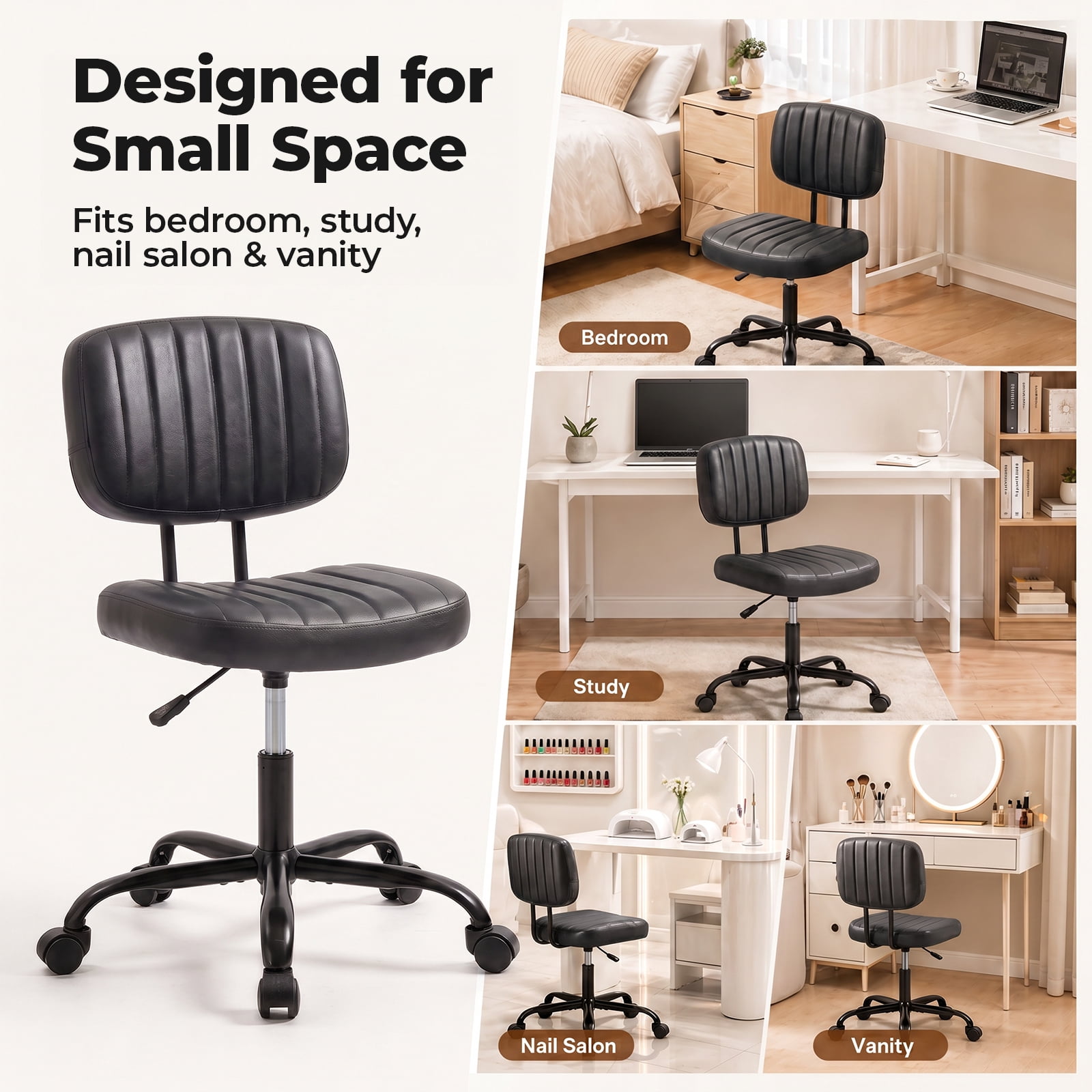 Alvantor Office Chair, Adjustable Height 360° Swivel Rolling Computer Task Chair without Arms, White/Orange/Black