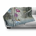 thumbnail image 3 of Winter Soft Flannel Fleece Throw Blanket, Childish Cartoon Image with Snowman and Colorful Umbreallas Between Buildings, Cozy Plush for Indoor and Outdoor Use, 60" x 80", Multicolor, by Ambesonne, 3 of 6