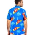thumbnail image 2 of HAPPY BAY Men's Hawaiian Shirts Short Sleeve Button Down Shirt Men's Casual Shirts Vacation Tropical Beach Summer Party Shirts for Men Funny XXL Floral, Blue, 2 of 6