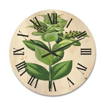 Designart 'Ancient Green Leaves Plants VI' Traditional Wood Wall Clock