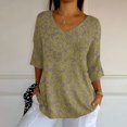 thumbnail image 2 of Tittly Womens V Neck T Shirts, 3/4 Sleeve Shirts for Women Dressy Tunic Tops Casual Wear with Floral, Graphic Tees Women, Womens Tops Casual Green L, 2 of 5