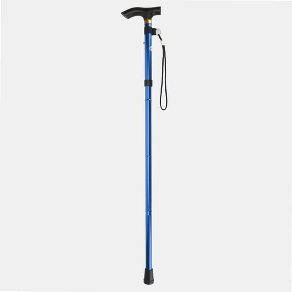 Walking Cane, Adjustable Folding Cane Lightweight Aluminum Portable Cane with Strap and Ergonomic T Handle, Collapsible Walking Stick for Men Women Seniors, Daily Living Aid for Limited Mobility Blue