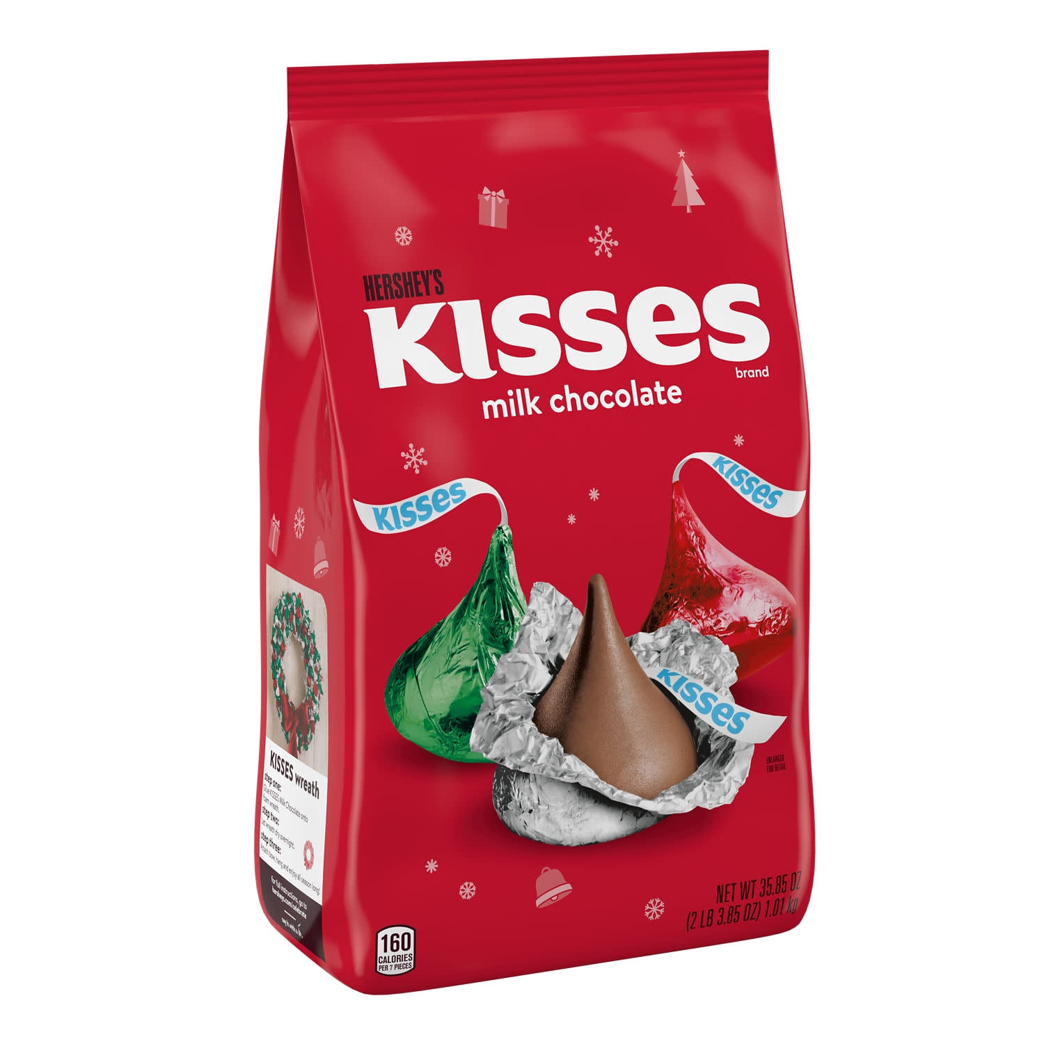 Hershey's Kisses Milk Chocolate Christmas Candy, Bulk Bag 35.85 oz