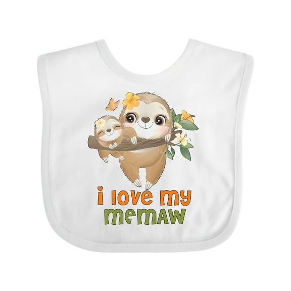 Inktastic Cute Sloth I Love My Memaw Boys or Girls Baby Bib