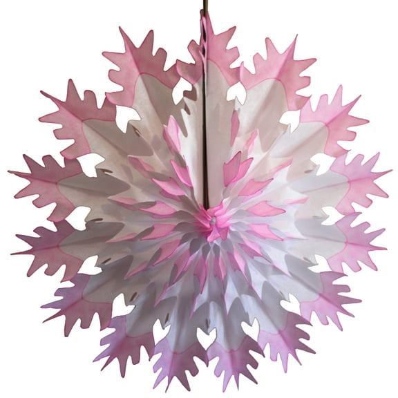 6-Pack Devra Party 19 Inch Tissue Paper Snowflake Decoration, Pink Tip