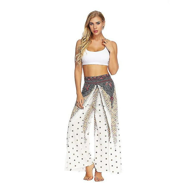 Pantalon d'Entraînement Grand à Fente Latérale Imprimé Boho pour Femmes
