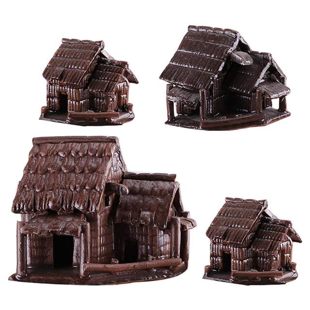 Aquarium House Small Ceramic 4PCS Fish Tank Decorations Aquarium Landscape