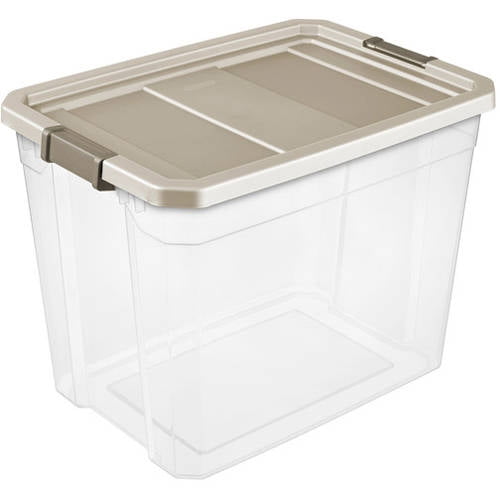 Sterilite 27Gallon (108Quart) Stacker Storage Bins, Clear/Nickel