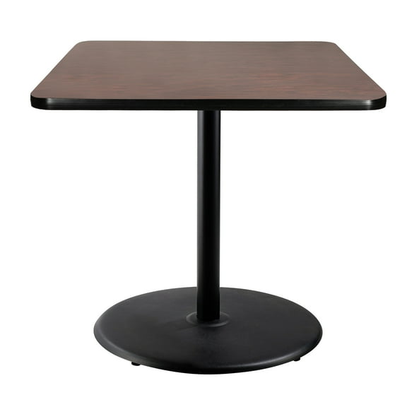 Hampden Furnishings Bennet Collection Steel Frame 36" Square Top, Round Base, 42" Height, Cafe Table, Black Frame/Mahogany Top