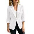 thumbnail image 2 of TGSLY Women's Plus Size Linen Blazer Lightweight Thin Notched Lapel Single Breasted Button Coat Loose Casual Solid Color Long Sleeve Suit Jacket XXXXL, 2 of 7