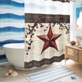 thumbnail image 5 of No Hook Shower Curtain, Texas Star Red Shower Curtains for Bathroom with See Through Top Window, Farmhouse Berry Wooden Vintage Waterproof & Washable Bath Curtain Stall 48"x72", 5 of 9
