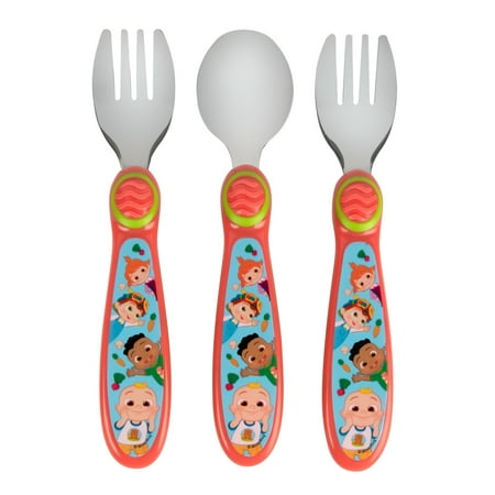 The First Years CoComelon Toddler Forks and Spoon Set - 3 Pieces - Dishwasher Safe Utensils