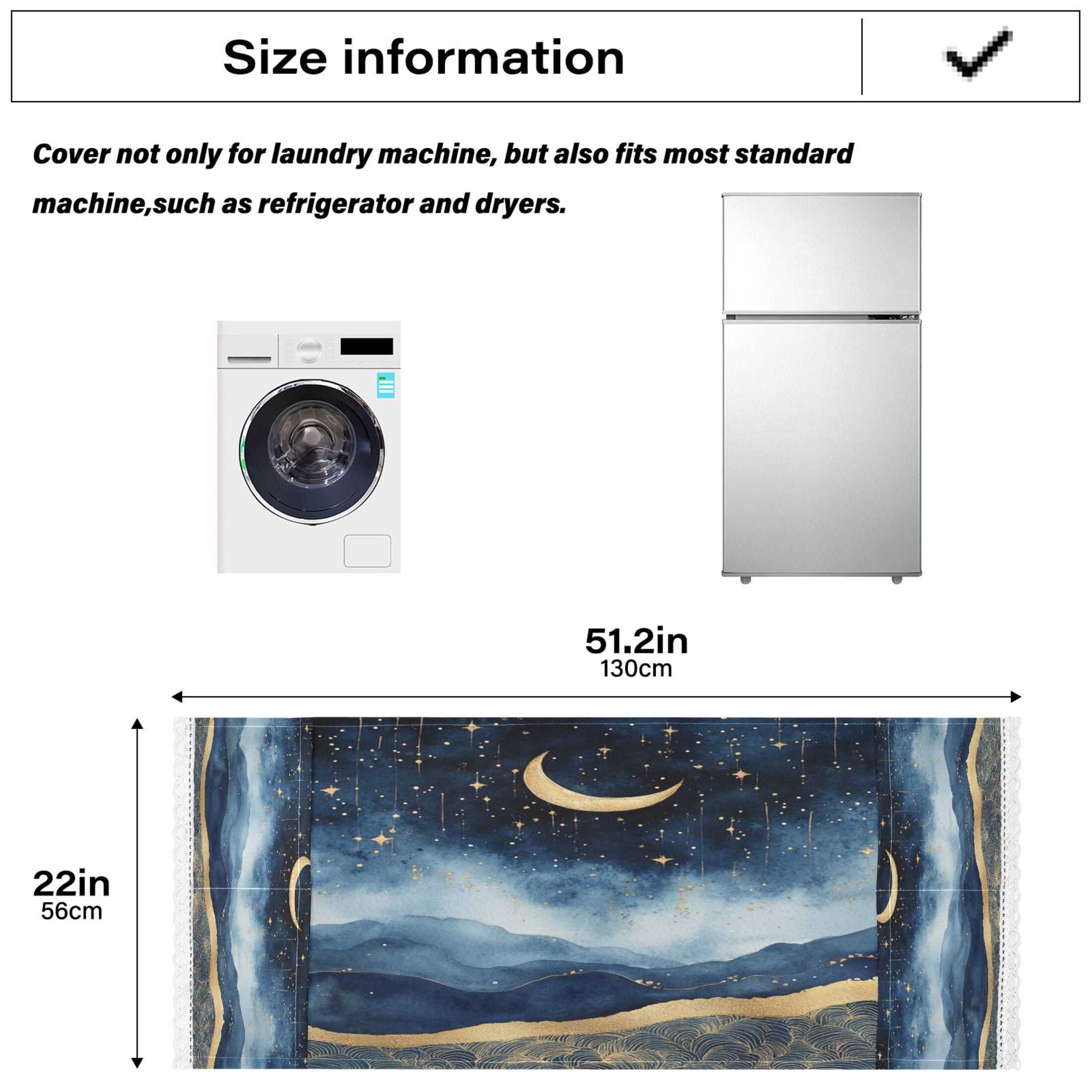 WOBOGO Night Sky over The Sea Washing Machine Cloth Dryer Refrigerator Top Cover Protective Non-Slip Mat For Kitchen Laundry