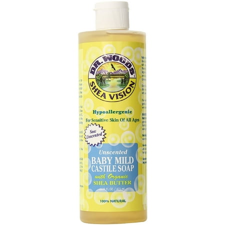Dr. Woods Shea Vision Baby Mild Castile Soap, Unscented 16 oz (Pack of 6)