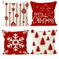 thumbnail image 4 of Christmas Snowflake Pillow Covers 18x18, Set of 2 Red & White Holiday Decor for Couch Bedroom, Unique Designs - Machine Washable Linen, 4 of 7