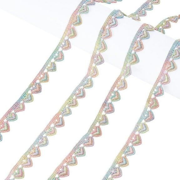 10 Yards Colorful Heart Lace Trim 3/8" Width Heart Embroidery Lace Ribbon Metallic Fabric Trim Edging Trimmings for Sewing DIY Crafts Gift Wrapping Clothing Curtain Hat Bags Home Decor