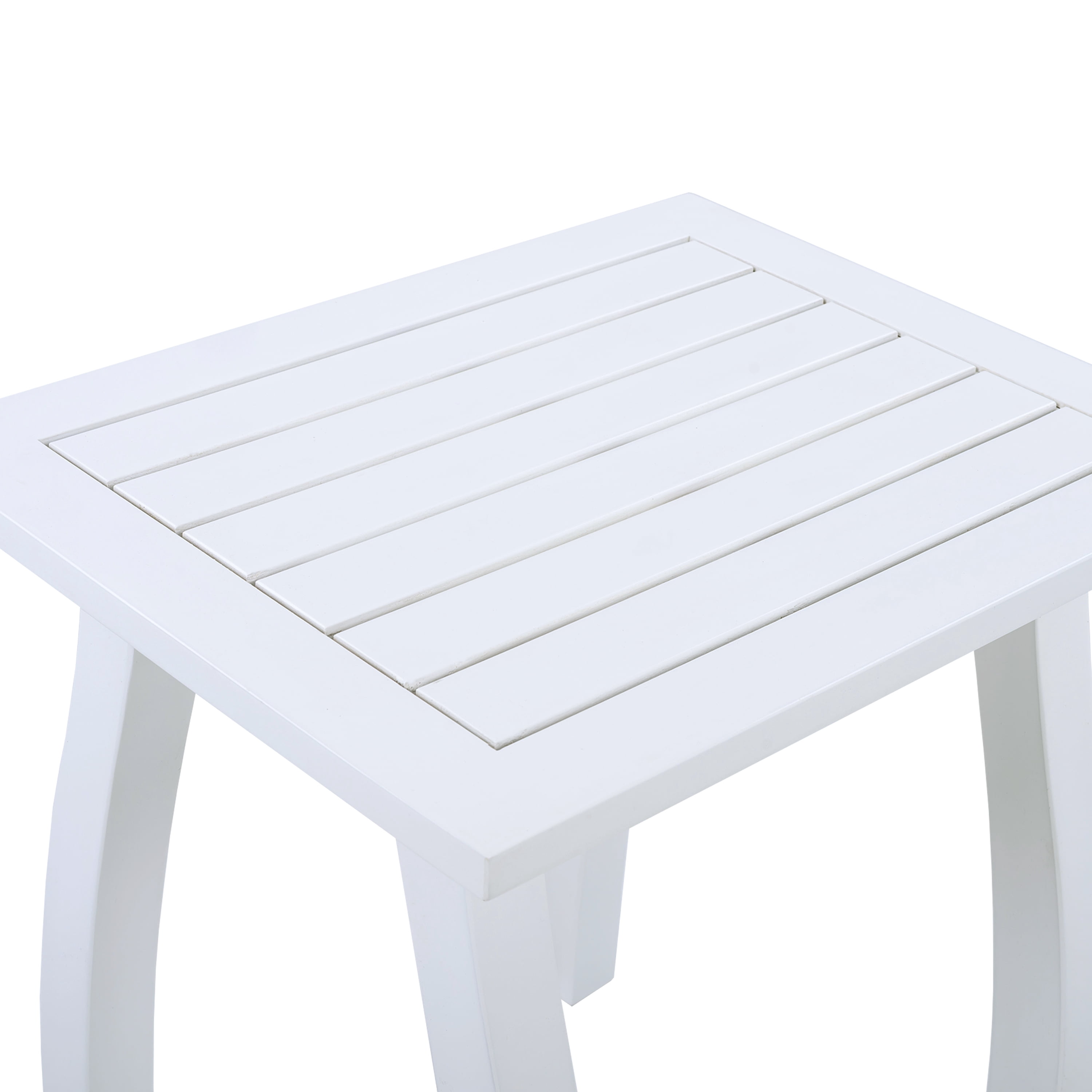 Side Table, Weather-Resistant Rectangular End Table for Patio, Garden, Lawn, and Living Room (White PU)