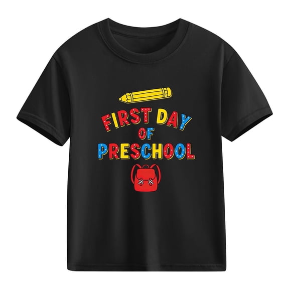 Juslio Girls Letter Pattern Shirts Comfortable Breathable Crew Neck, Casual Short Sleeved Tops T Shirts Sizes 2-18