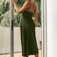 thumbnail image 4 of CEHVOM Women's Sling Sexy V-neck Beautiful Back Irregular Drawstring Silk Dress, 4 of 8